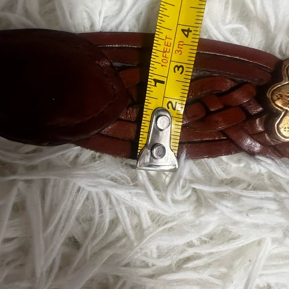 Vintage Fossil Women’s Flower Concho Brown Leather Belt Western Studded 34’lengt - Picture 12 of 13